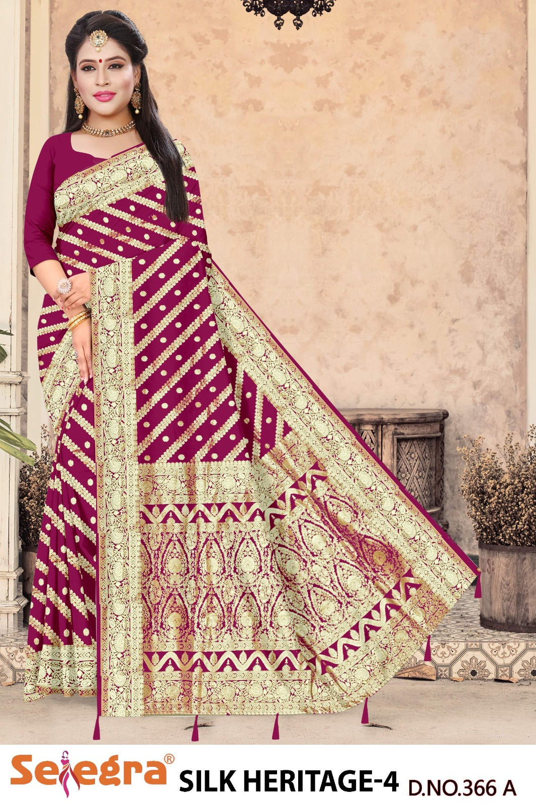 Mahroon Color Woven saree Rich Pallu
