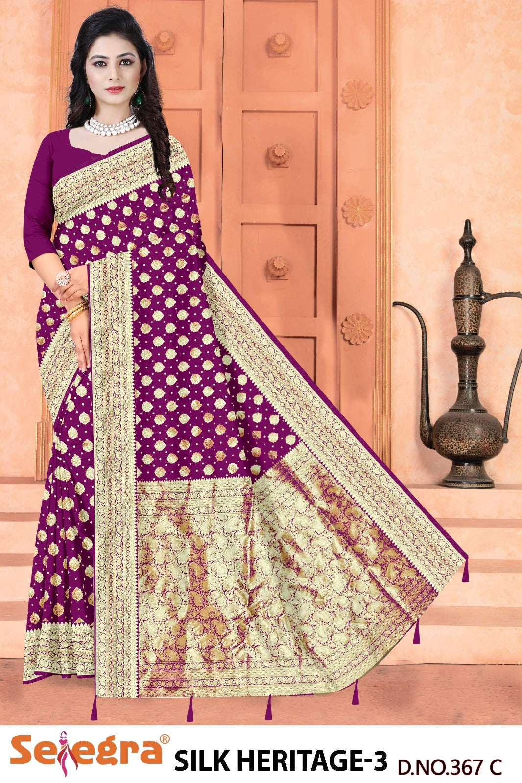 Mahroon Color Woven saree Rich Pallu