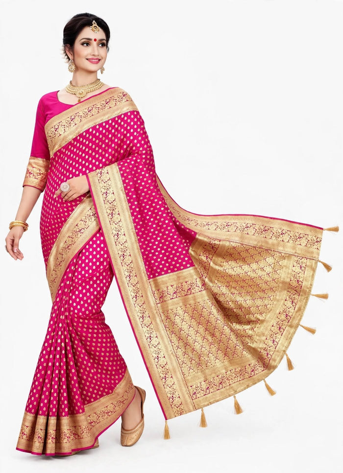 Rani Pink Color Woven saree Rich Pallu Silk Heritage-1