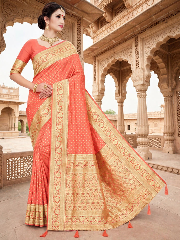 Gajari Color Woven saree Rich Pallu Silk Heritage-1