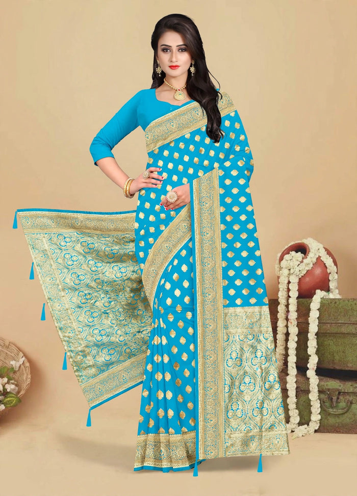 Firoji Color Woven saree Rich Pallu Silk Heritage-2