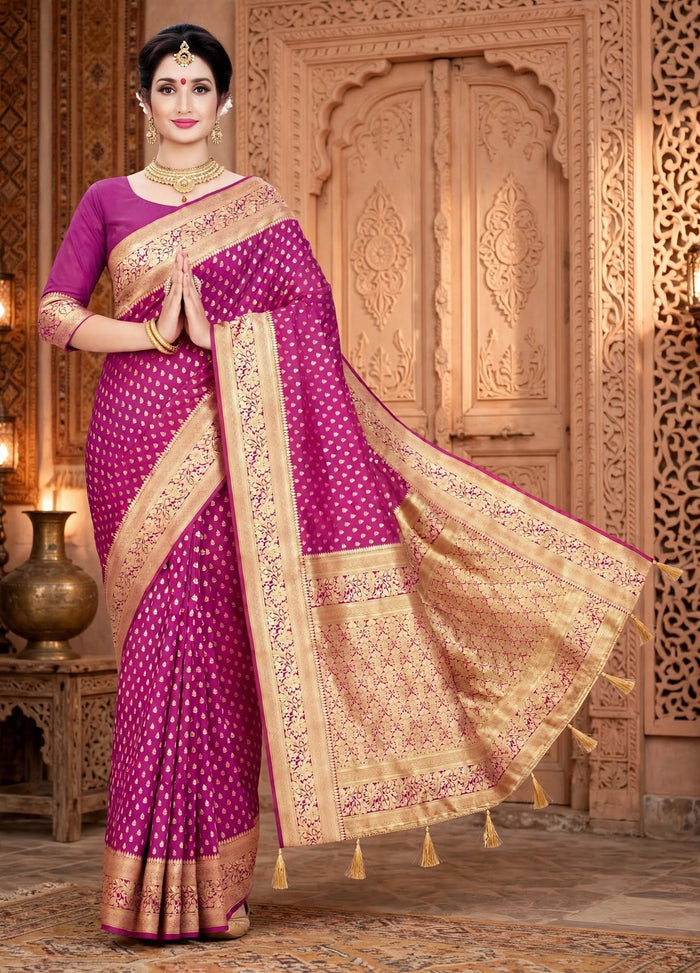 Rani Pink Color Woven saree Rich Pallu Silk Heritage-1