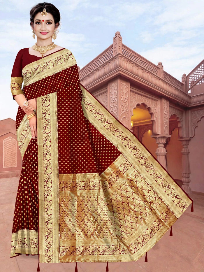 Mahroon Color Woven saree Rich Pallu Silk Heritage-1