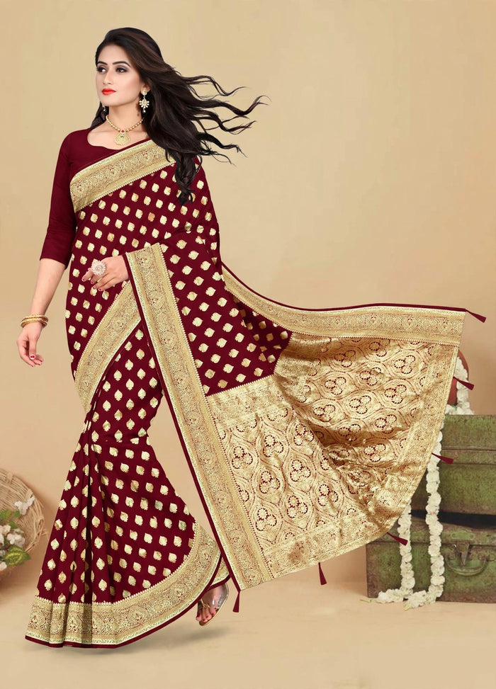Mahroon Color Woven saree Rich Pallu Silk Heritage-2