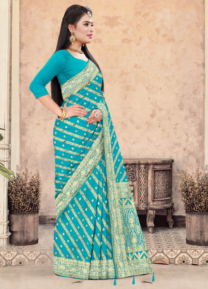 Firoji Color Woven saree Rich Pallu Silk Heritage-3