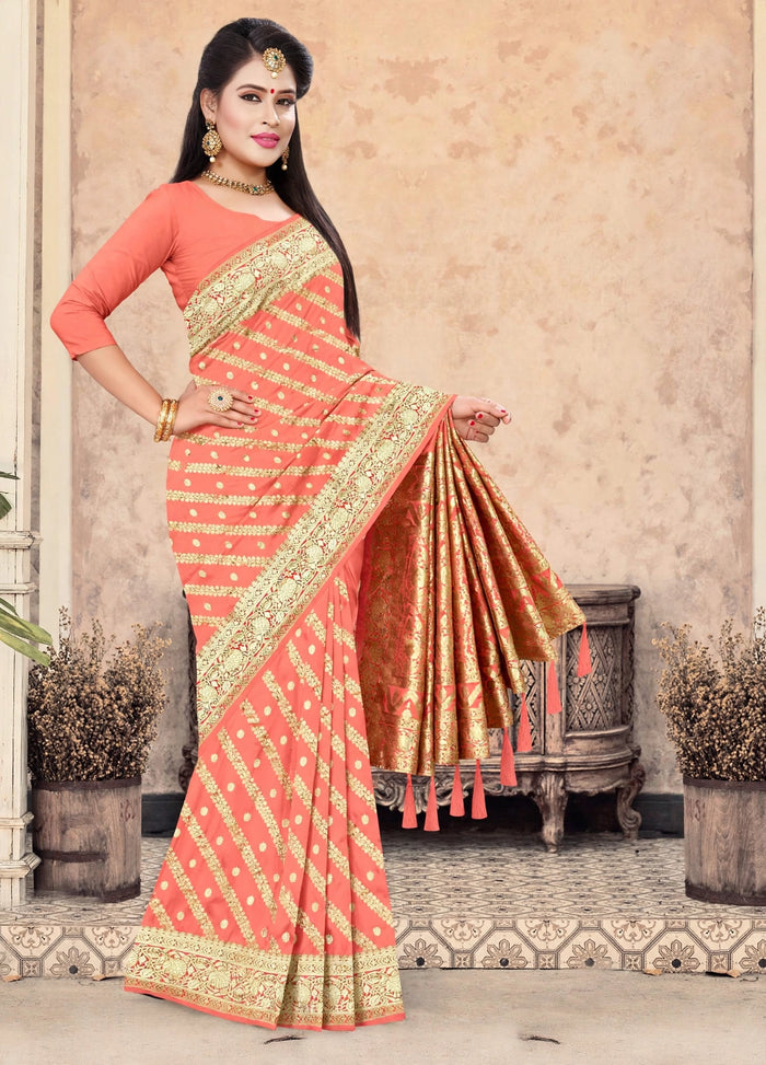 Gajari Color Woven saree Rich Pallu Silk Heritage-3