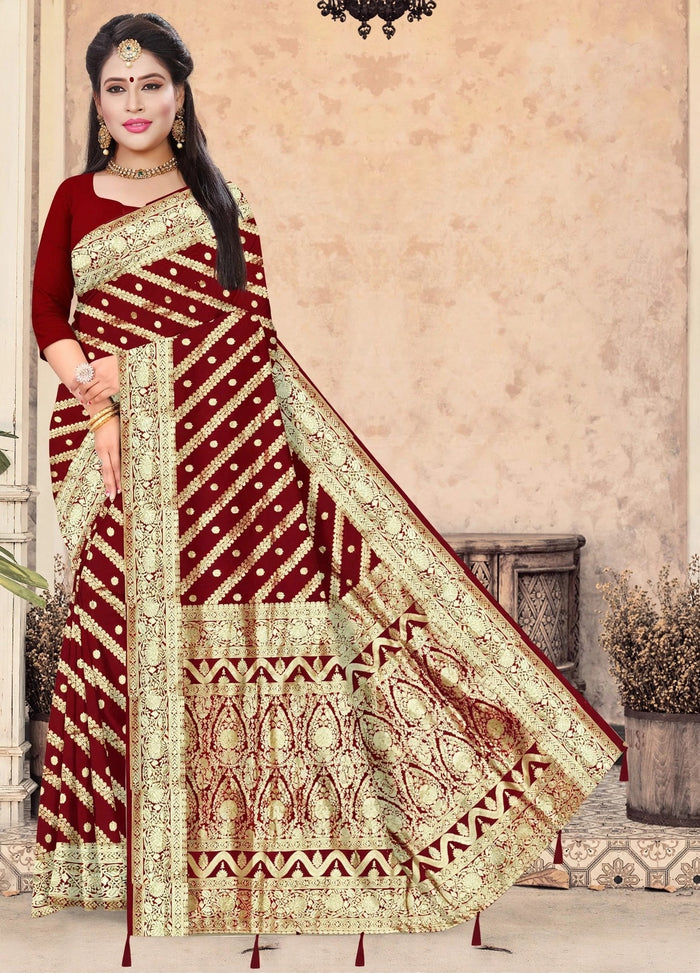 Mahroon Color Woven saree Rich Pallu Silk Heritage-3