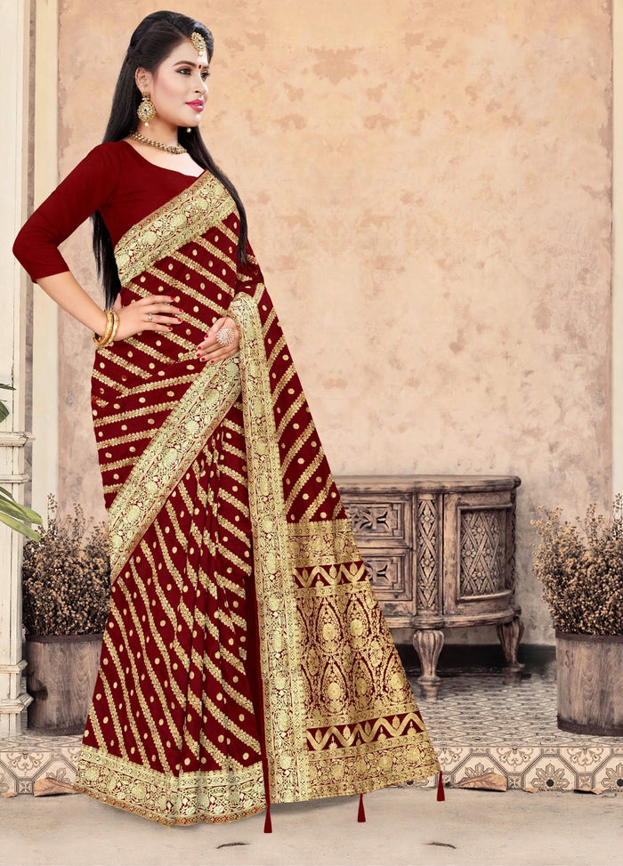 Mahroon Color Woven saree Rich Pallu Silk Heritage-3