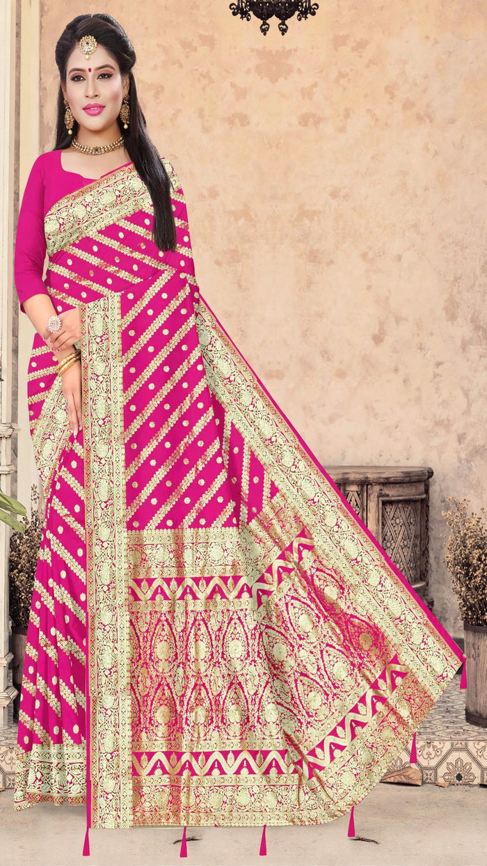 Rani Pink Color Woven saree Rich Pallu Silk Heritage-3