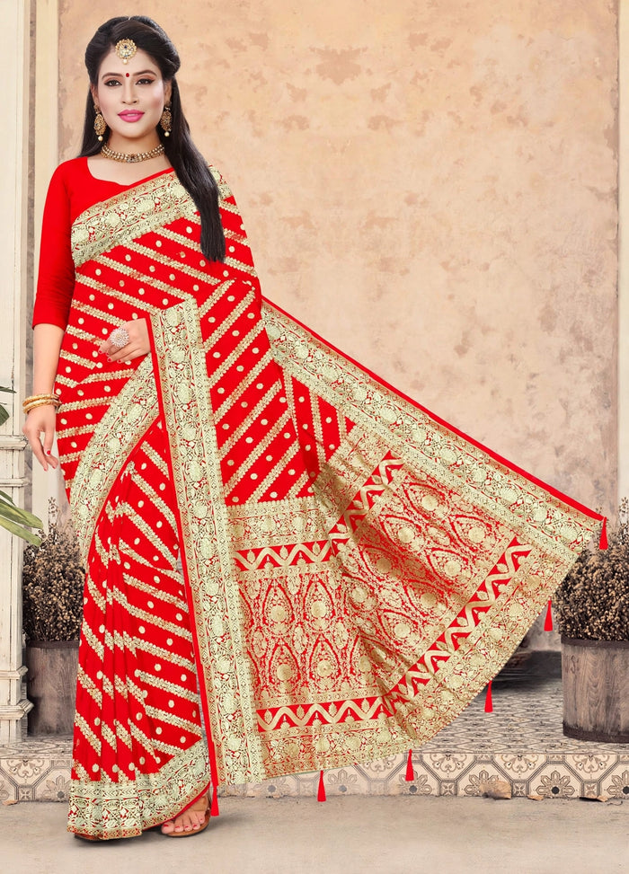 Red Color Woven saree Rich Pallu Silk Heritage-3