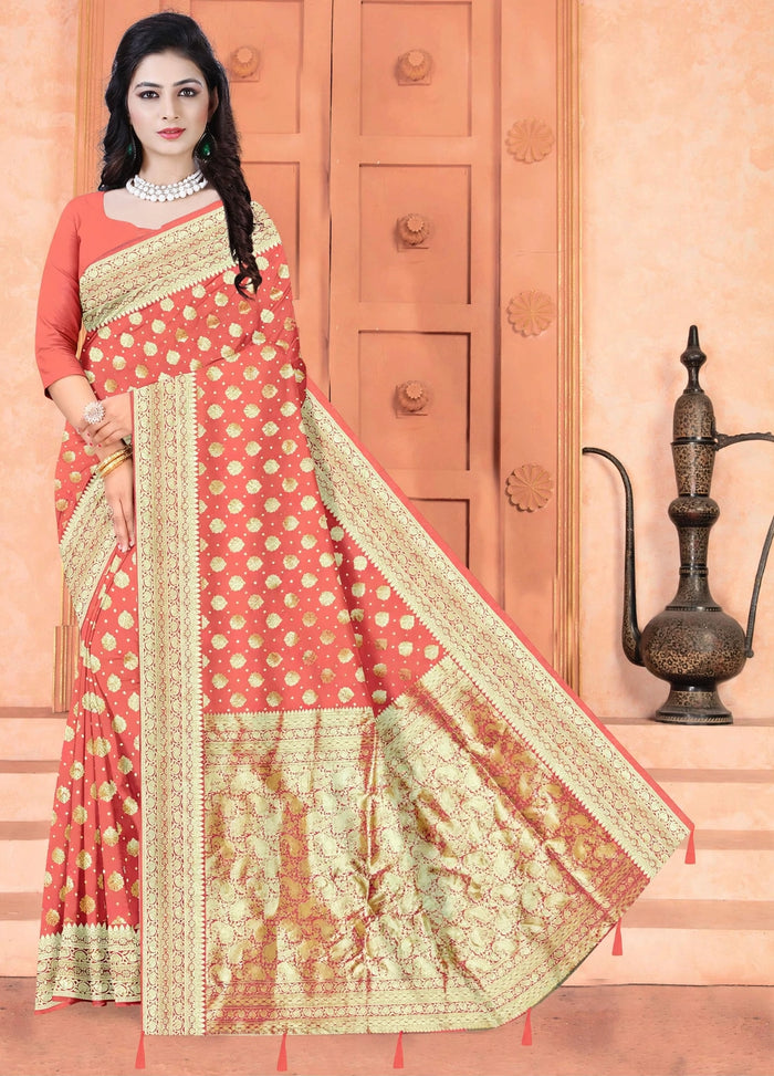 Gajari Color Woven saree Rich Pallu Silk Heritage-4