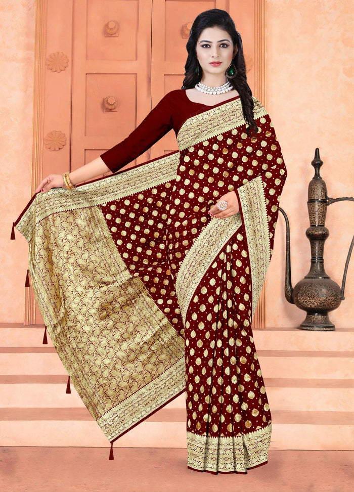 Mahroon Color Woven saree Rich Pallu Silk Heritage-4