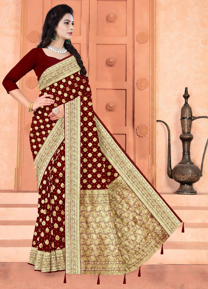 Mahroon Color Woven saree Rich Pallu Silk Heritage-4