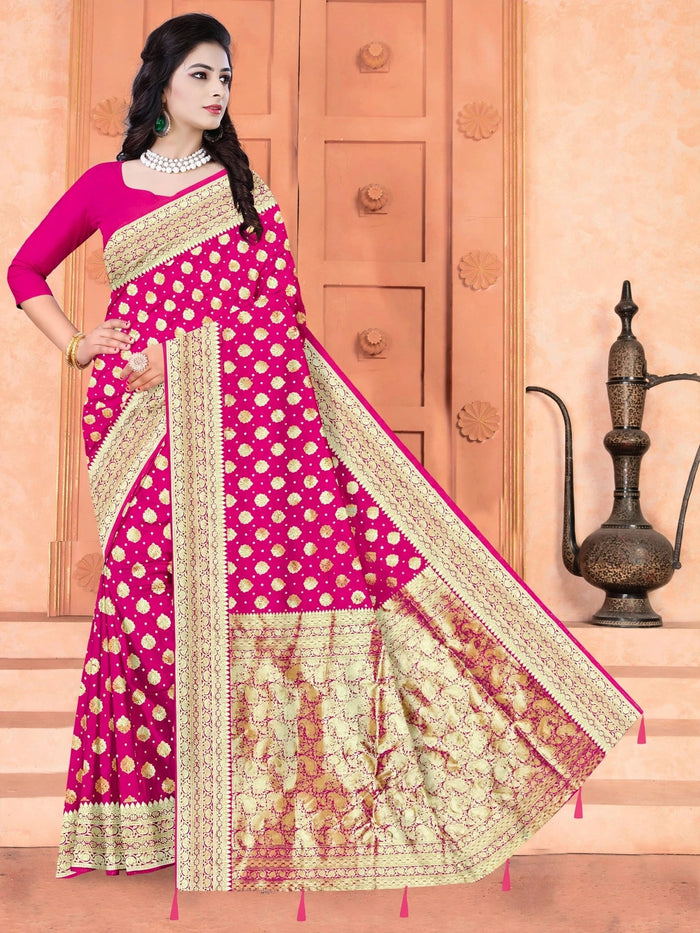 Rani Pink Color Woven saree Rich Pallu Silk Heritage-4