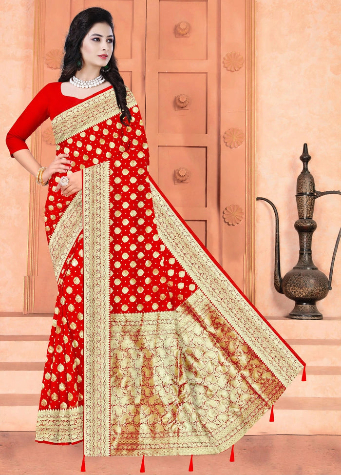 Red Color Woven saree Rich Pallu Silk Heritage-4