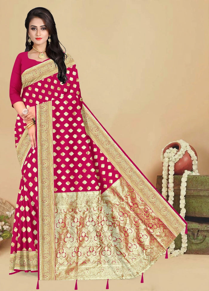 Rani Pink Color Woven saree Rich Pallu Silk Heritage-2