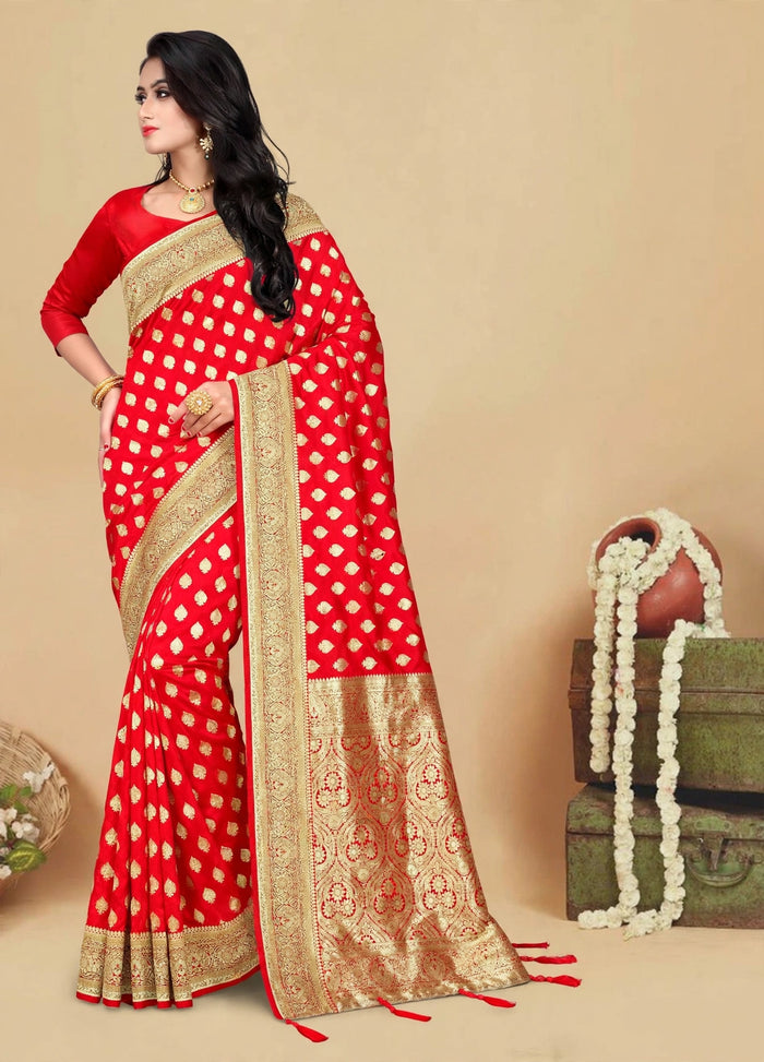 Red Color Woven saree Rich Pallu Silk Heritage-2