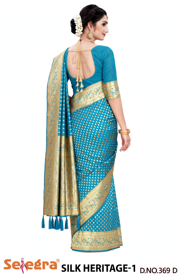 Firoji Color Woven saree Rich Pallu Silk Heritage-1